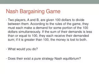Nash Bargaining Game