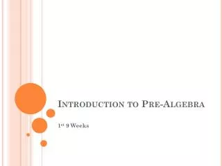 Introduction to Pre-Algebra