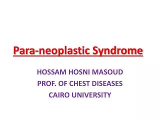 Para- neoplastic Syndrome