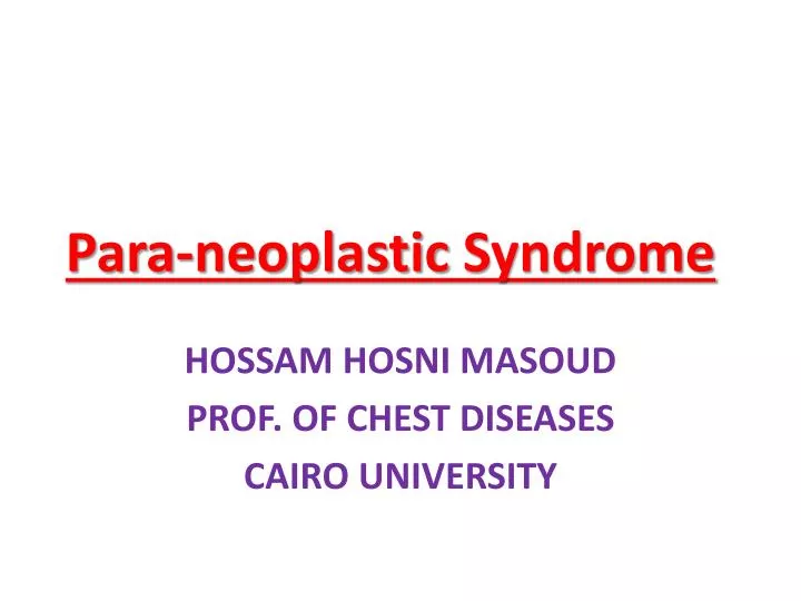 para neoplastic syndrome