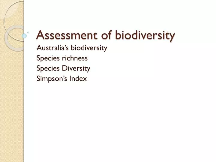 assessment of biodiversity
