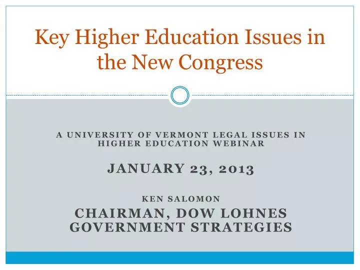 key higher education issues in the new congress