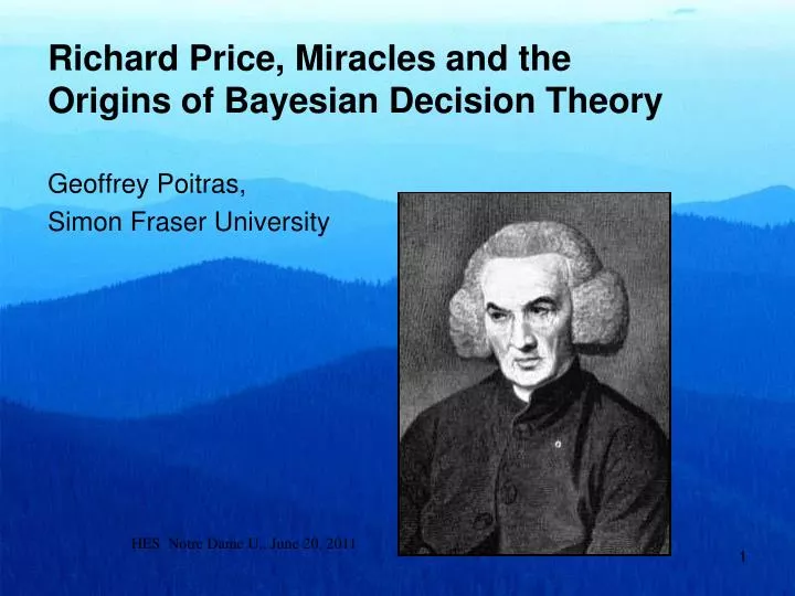 richard price miracles and the origins of bayesian decision theory