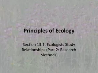 Principles of Ecology