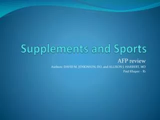Supplements and Sports