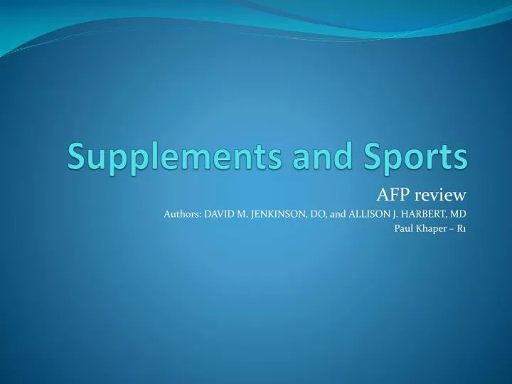 supplements and sports