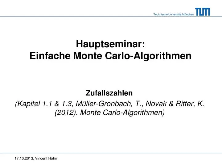 hauptseminar einfache monte carlo algorithmen