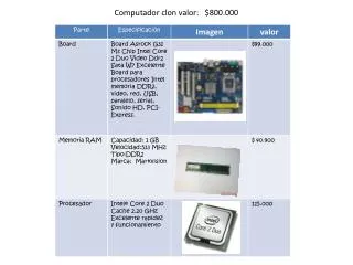 Computador clon valor: $800.000