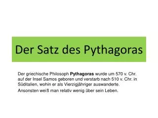 der satz des pythagoras