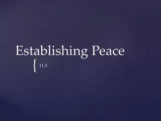 Establishing Peace