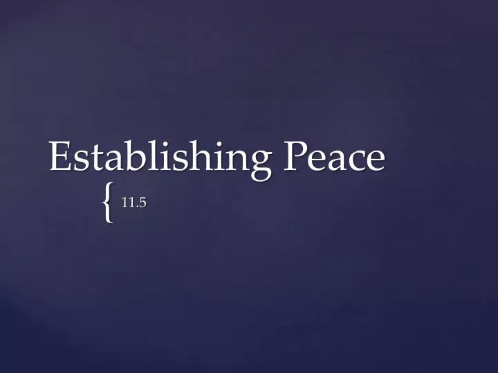 establishing peace