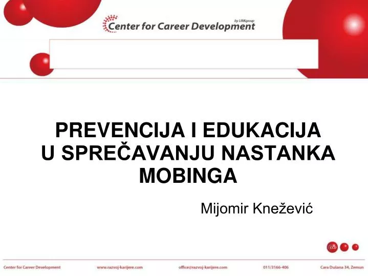 prevencija i edukacija u spre avanju nastanka mobinga