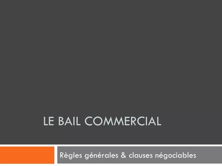 le bail commercial