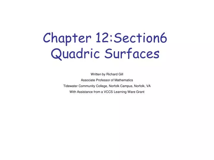 chapter 12 section6 quadric surfaces
