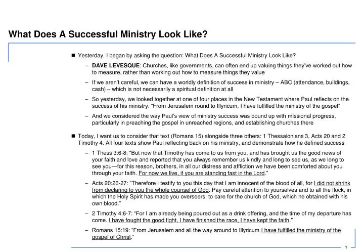what does a successful ministry look like