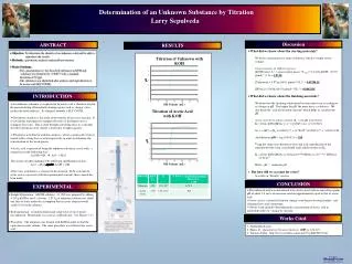 Determination of an Unknown Substance by Titration Larry Sepulveda