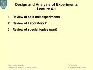 Design and Analysis of Experiments Lecture 6.1