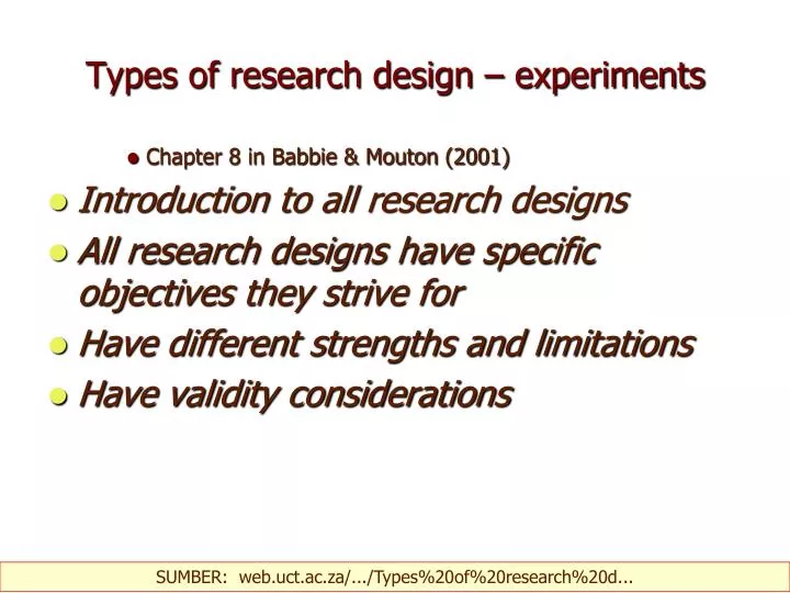 types of research design experiments