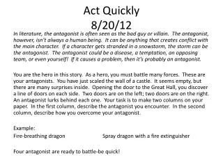 Act Quickly 8/20/12