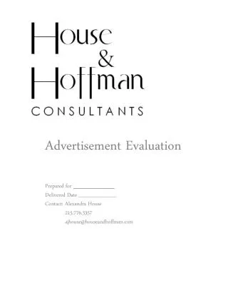 Advertisement Evaluation Prepared for ___________ Delivered Date __________
