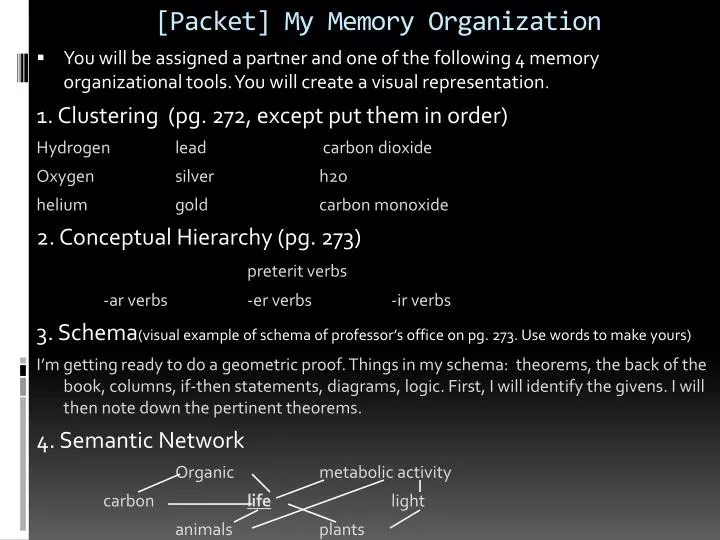 packet my memory organization