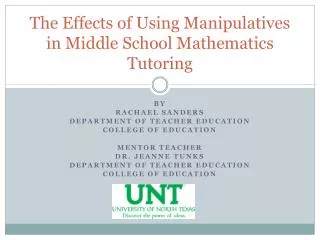 The Effects of Using Manipulatives in Middle School Mathematics Tutoring