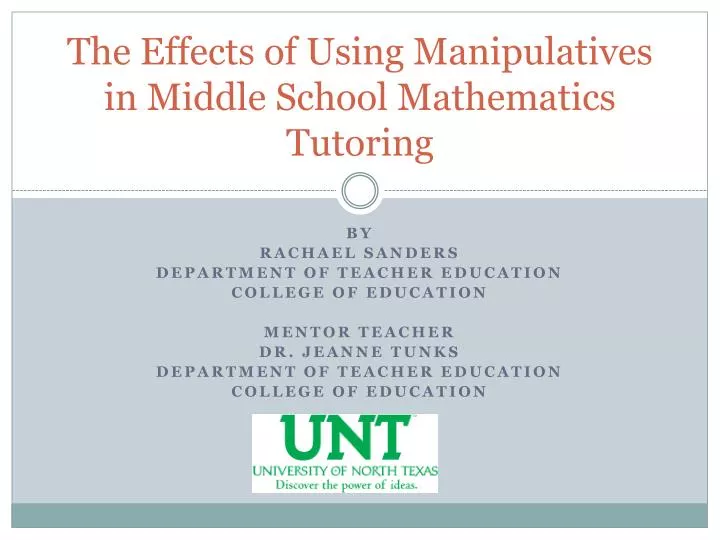 the effects of using manipulatives in middle school mathematics tutoring