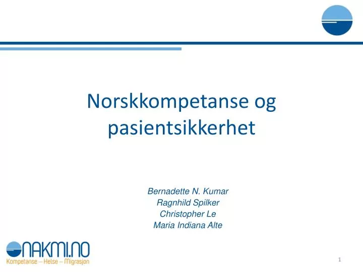 norskkompetanse og pasientsikkerhet