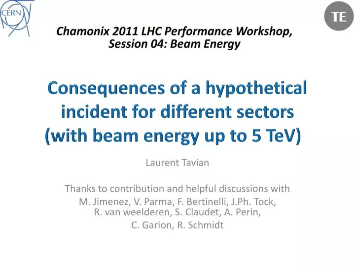 consequences of a hypothetical incident for different sectors with beam energy up to 5 tev