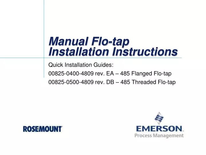 manual flo tap installation instructions