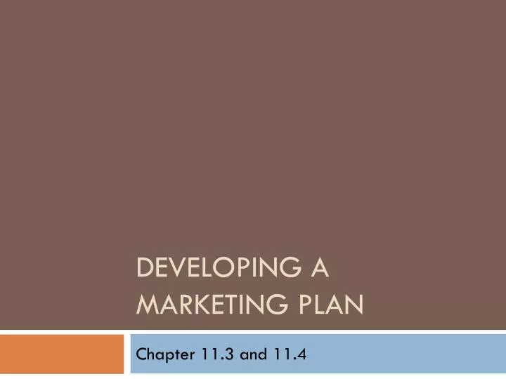 developing a marketing plan