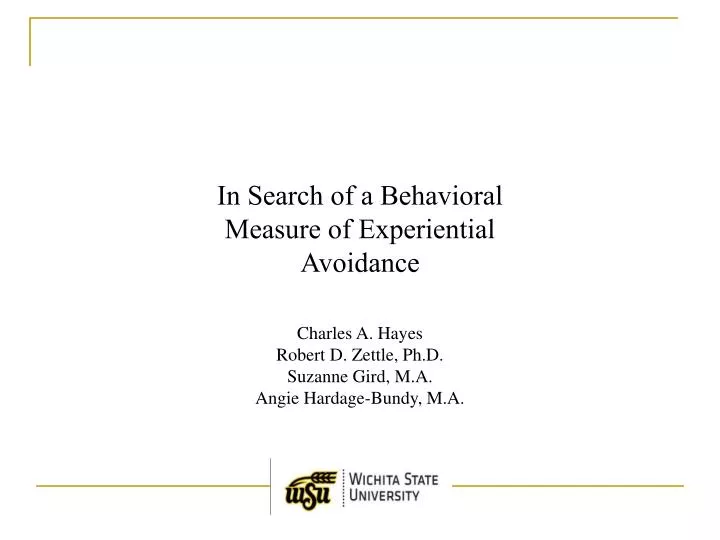 in search of a behavioral measure of experiential avoidance