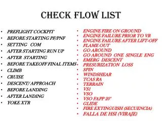 CHECK FLOW LIST