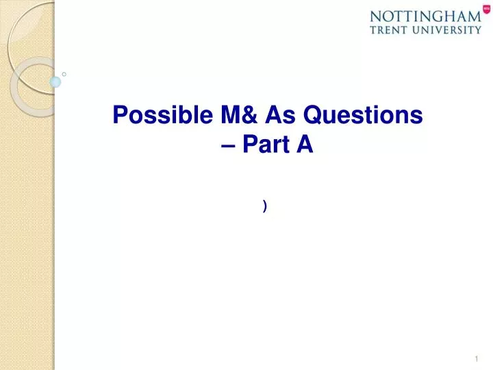 possible m as questions part a