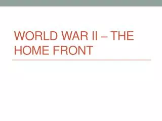 world war ii the home front