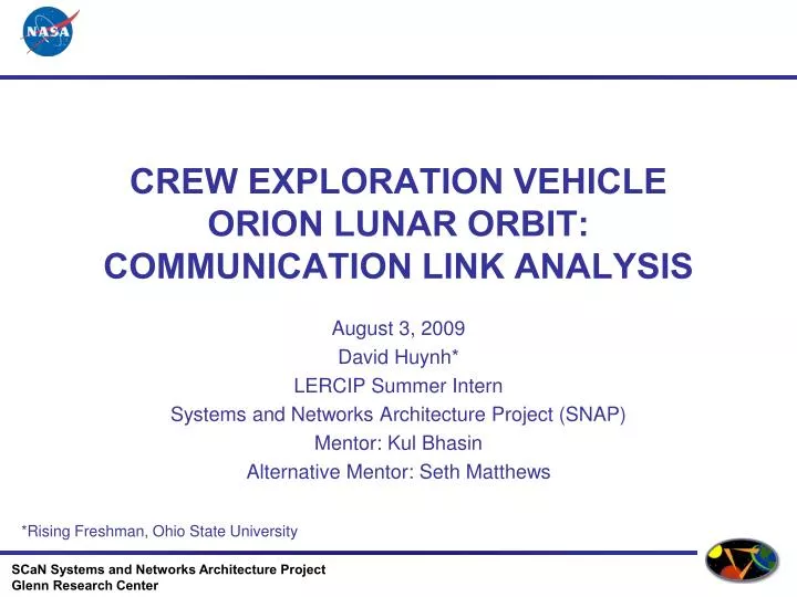 crew exploration vehicle orion lunar orbit communication link analysis