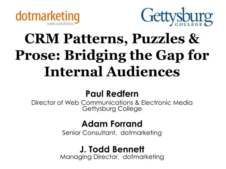 crm patterns puzzles prose bridging the gap for internal audiences