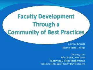 Faculty Development Through a Community of Best Practices