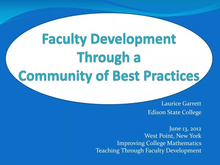faculty development through a community of best practices