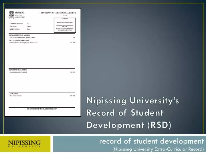 nipissing university s record of student development rsd