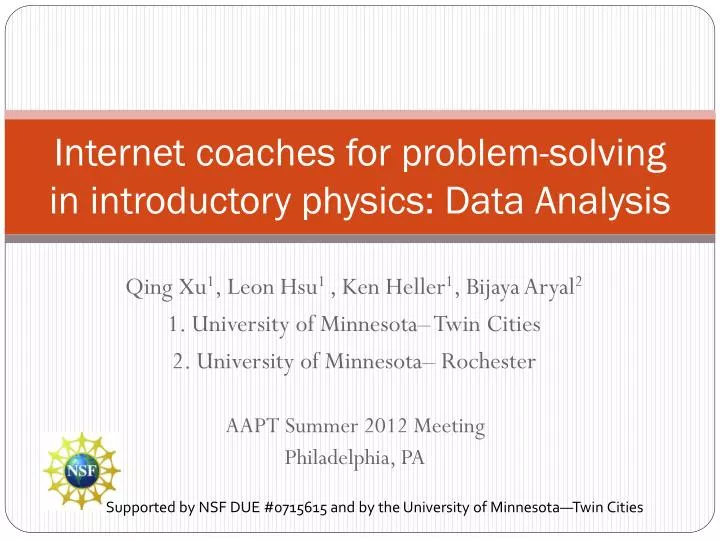 internet coaches for problem solving in introductory physics data analysis