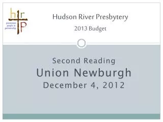 Hudson River Presbytery 2013 Budget