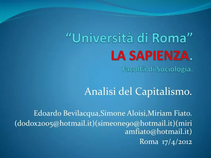 universit di roma la sapienza facolt di sociologia