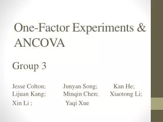 One-Factor Experiments &amp; ANCOVA