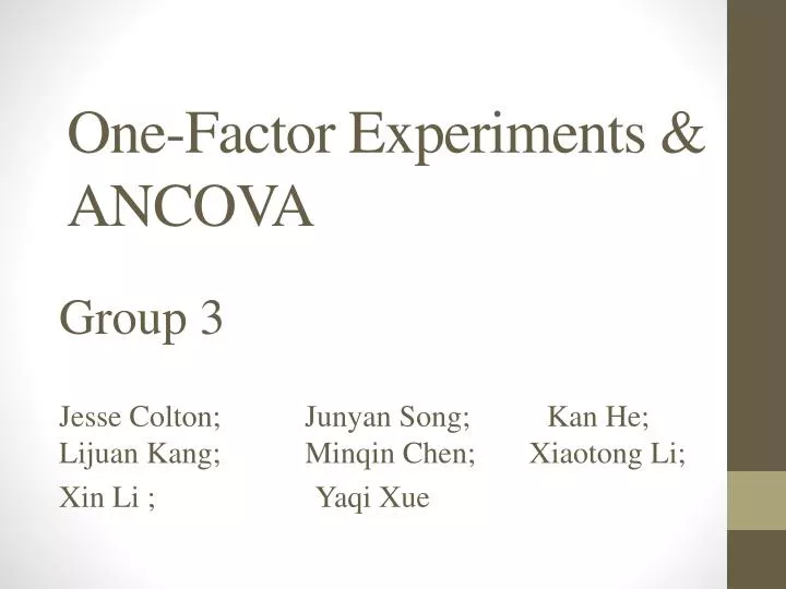 one factor experiments ancova