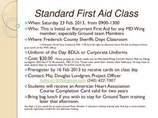 Standard First Aid Class