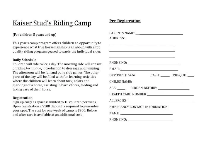 kaiser stud s riding camp