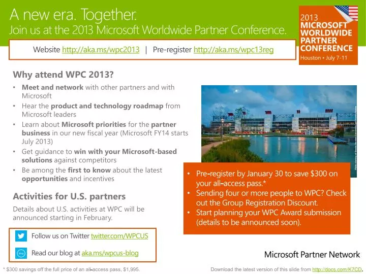 a new era together join us at the 2013 microsoft worldwide partner conference