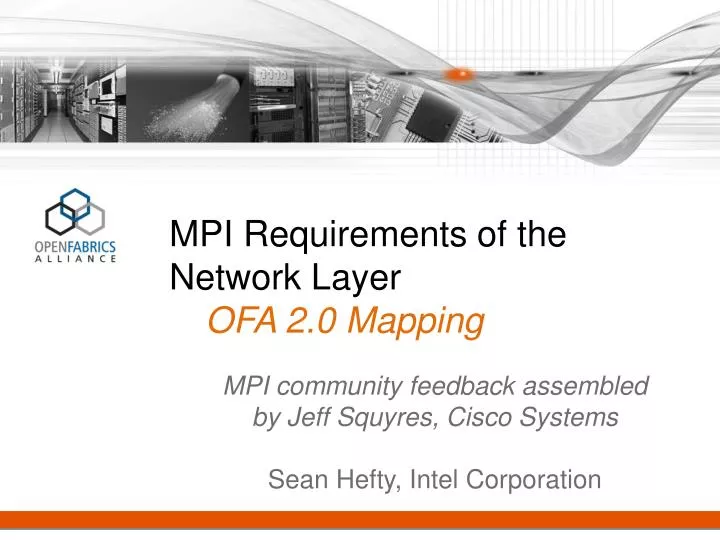 mpi requirements of the network layer ofa 2 0 mapping