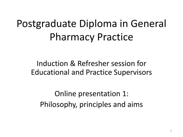 postgraduate diploma in general pharmacy practice